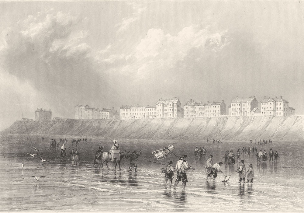 LANCASHIRE. Blackpool Sands. (Bartlett/Finden) 1842 old antique print picture